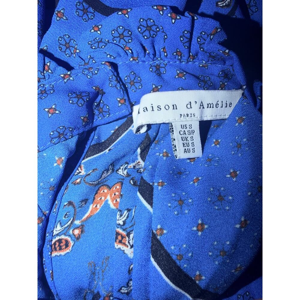 Maison d'Amelie Blue Long Sleeve Top Size S - Picture 4 of 4